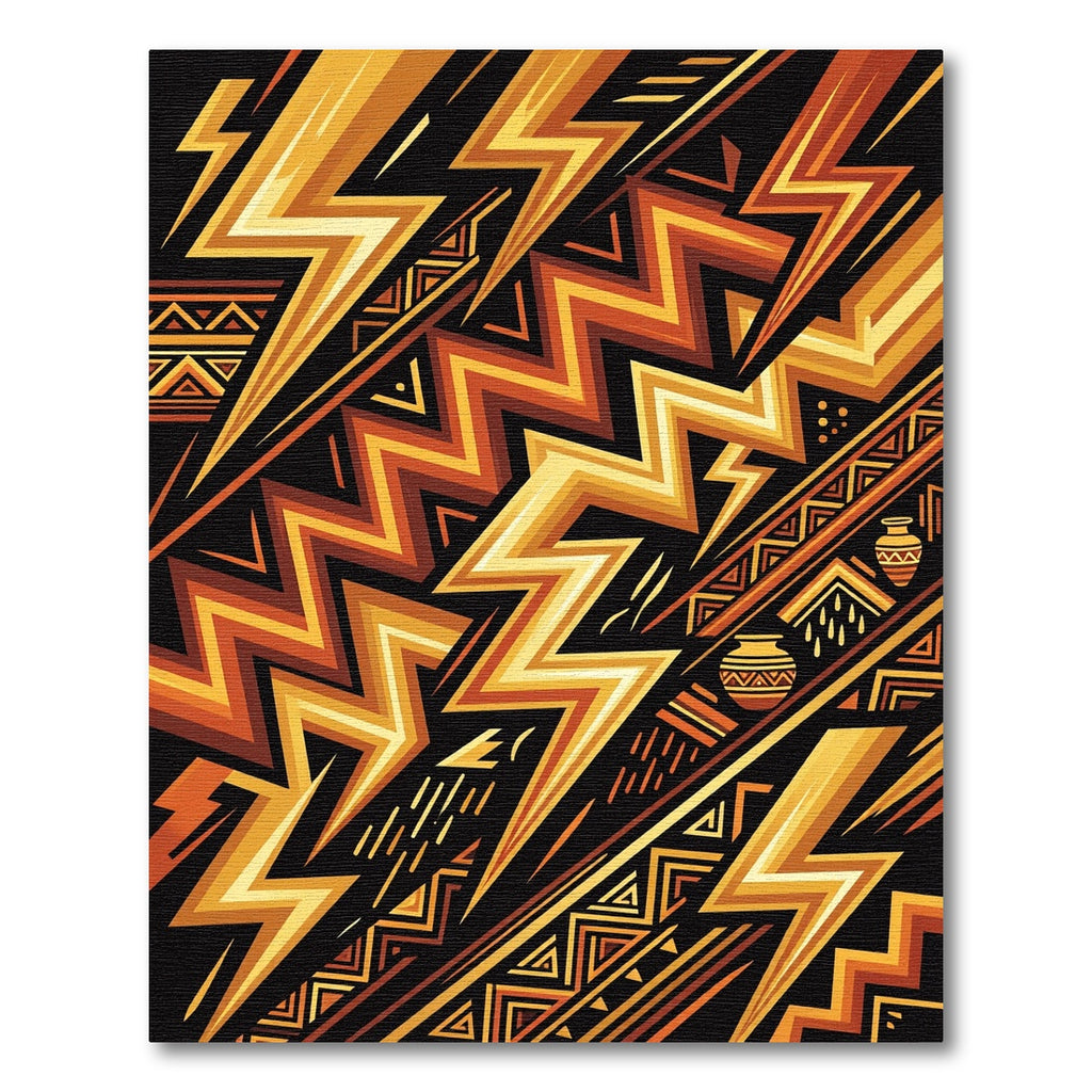 Gold Geometric Zigzag Tribal Lightning Rug
