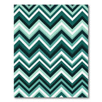 Modern Teal Chevron Geometric Zigzag Rug