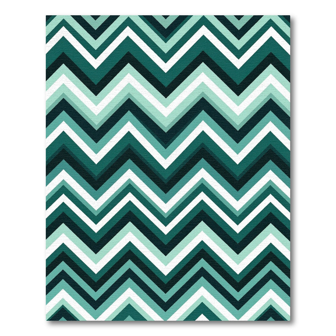 Modern Teal Chevron Geometric Zigzag Rug