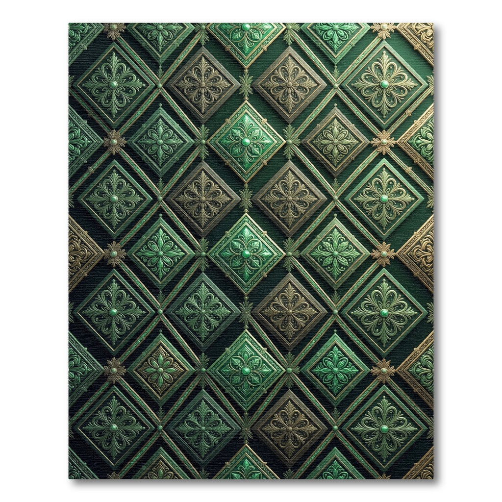 Emerald Green Filigree Diamond Relief Rug