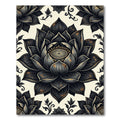 Black Lotus Gold Accent Floral Art Rug
