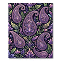 Ornate Purple Paisley Floral Garden Rug