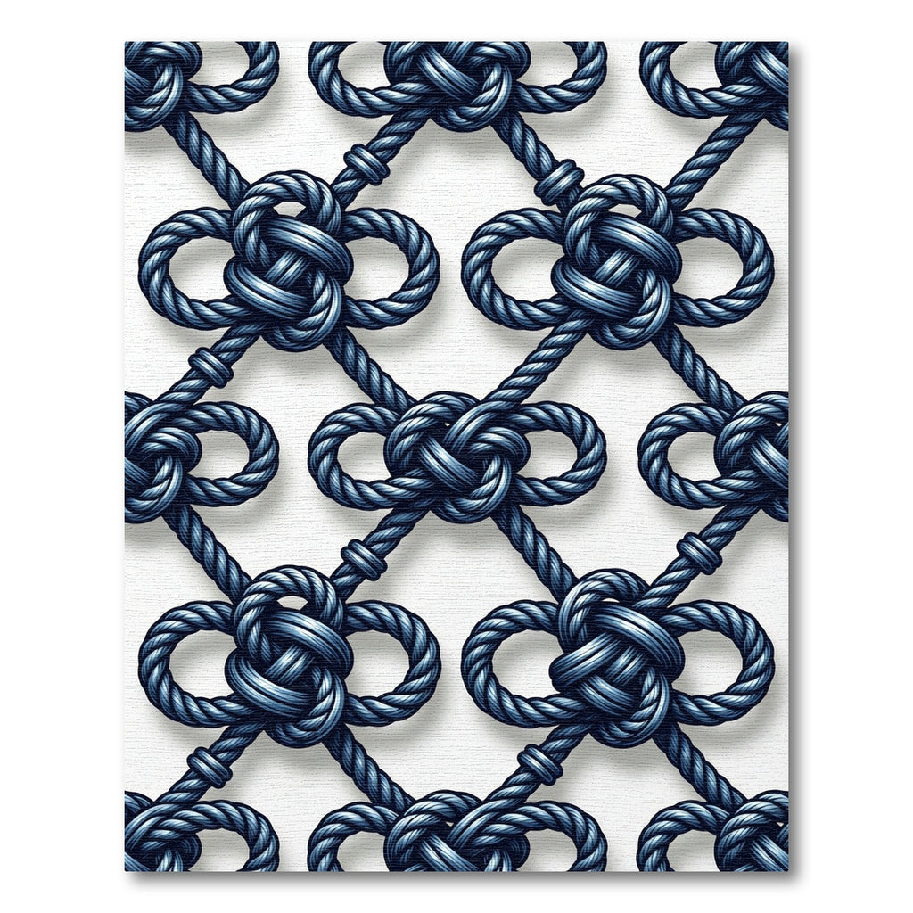 Navy Blue Interlocking Nautical Rope Grid Rug