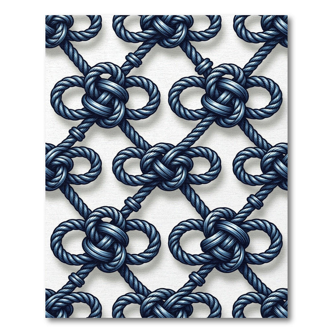 Navy Blue Interlocking Nautical Rope Grid Rug