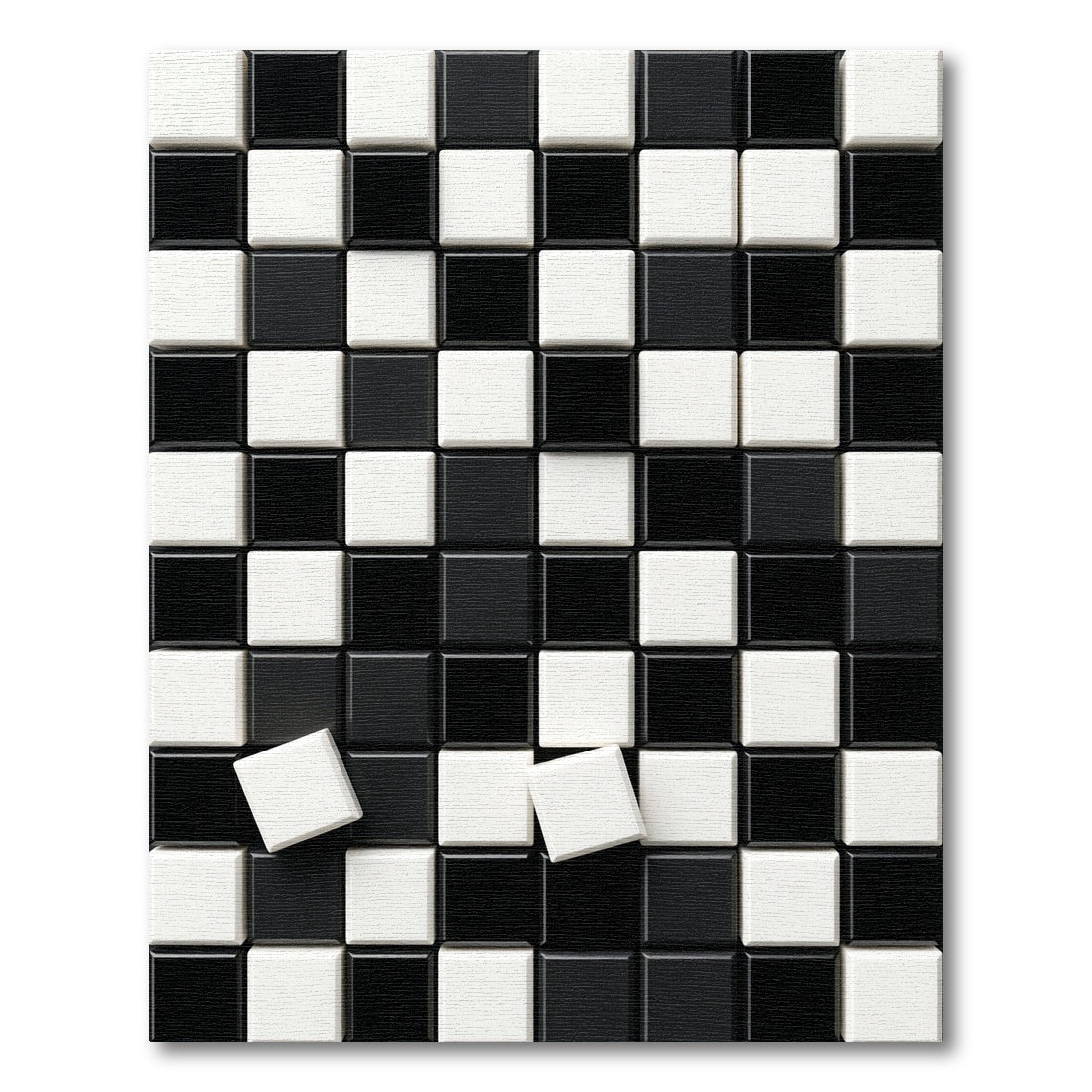 Modern Monochrome Geometric Checkerboard Square Rug