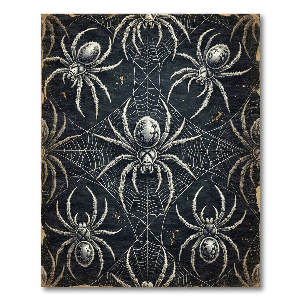 Gothic Black and Silver Spiders Web Rug
