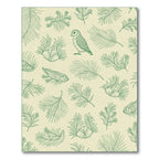 Green Bird and Feather Line Art Rug