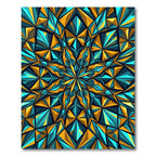 Geometric Teal Gold Starburst Rug