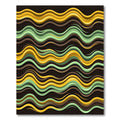 Abstract Golden Yellow and Sage Wave Rug