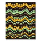 Abstract Golden Yellow and Sage Wave Rug