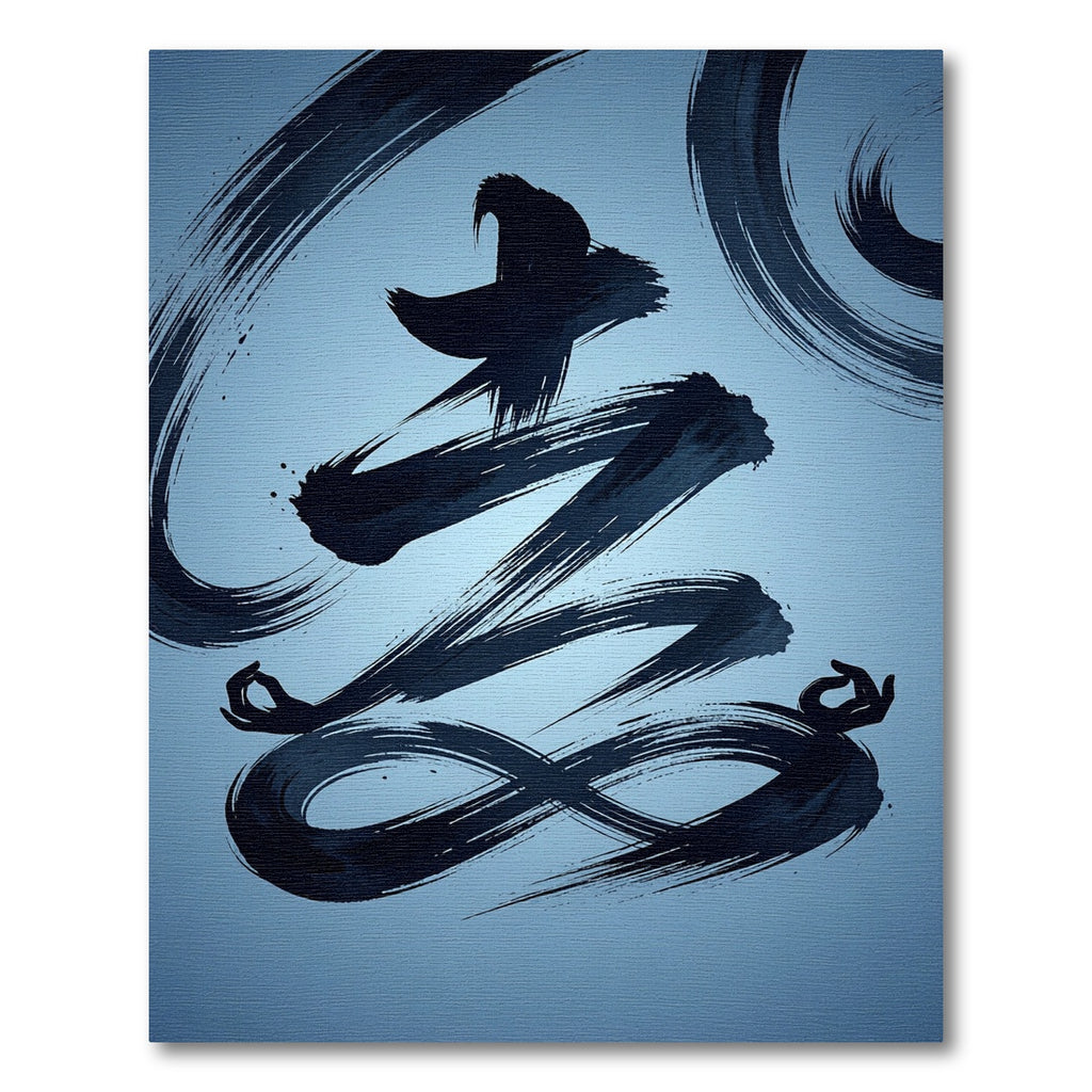 Black Ink Zen Swirl Infinite Loop Rug