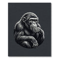 Contemplative Chimpanzee Monochromatic Charcoal Portrait Rug