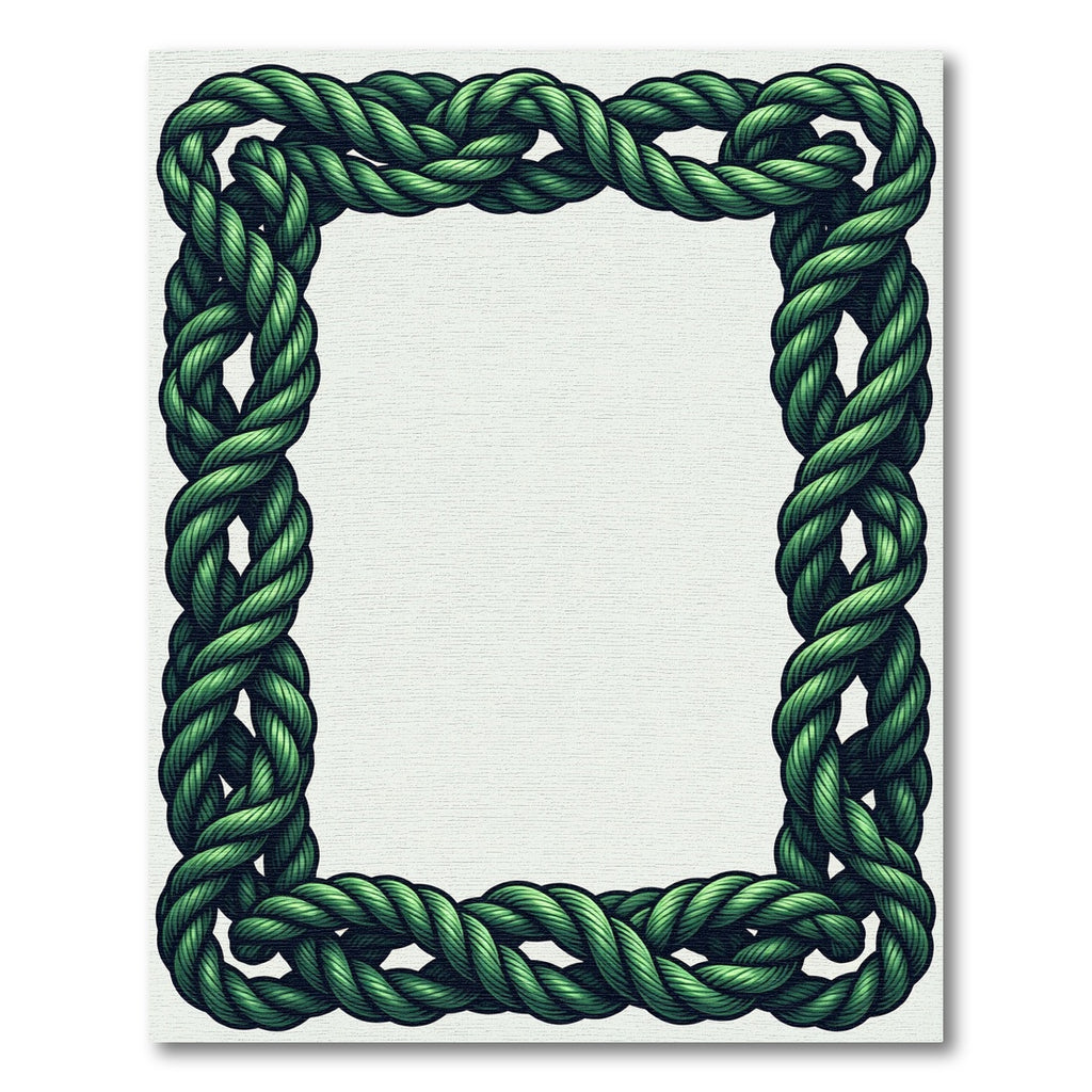 Green Braided Rope Border Rug