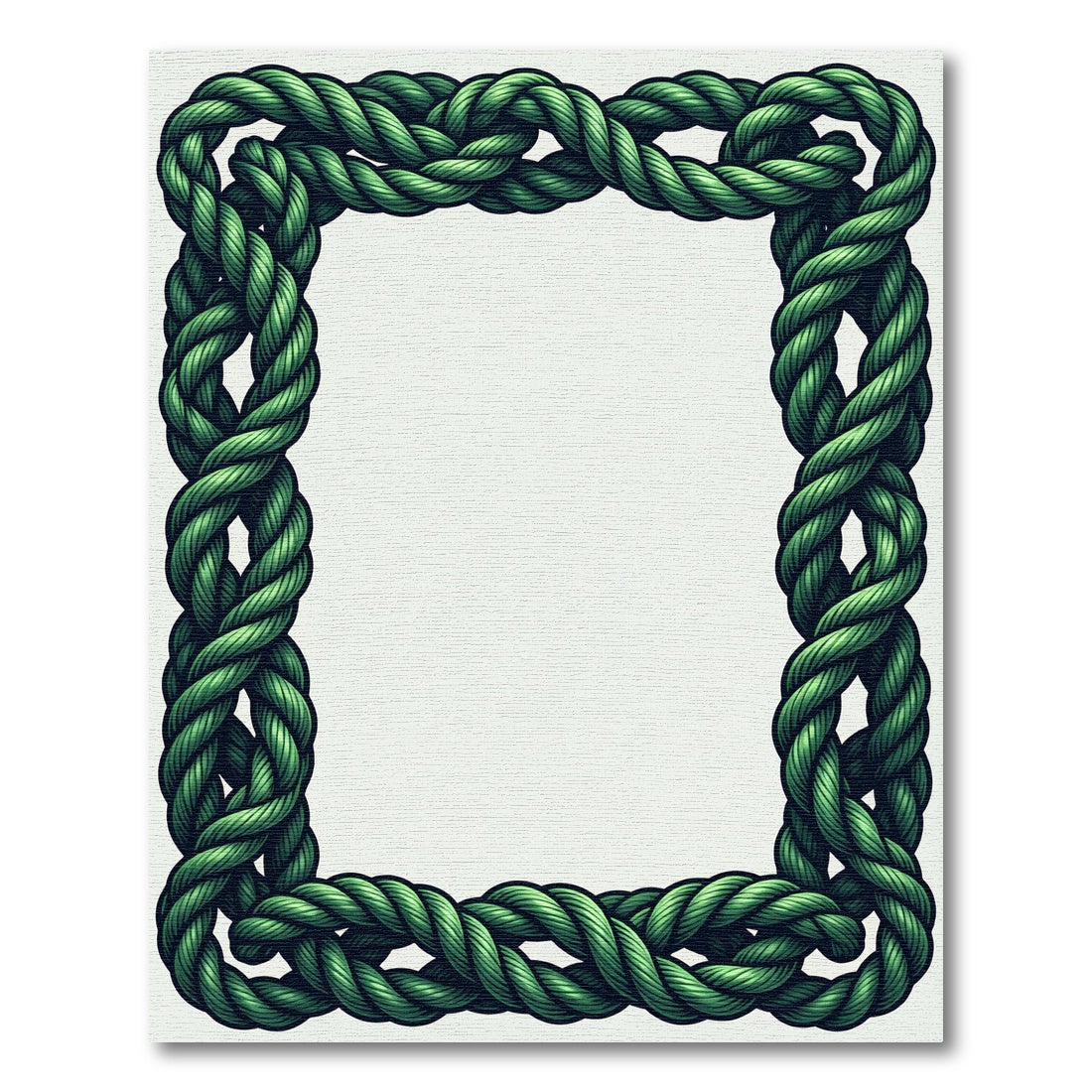 Green Braided Rope Border Rug