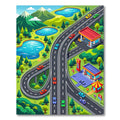 Vibrant Mountain Highway Transit Landscape Rug