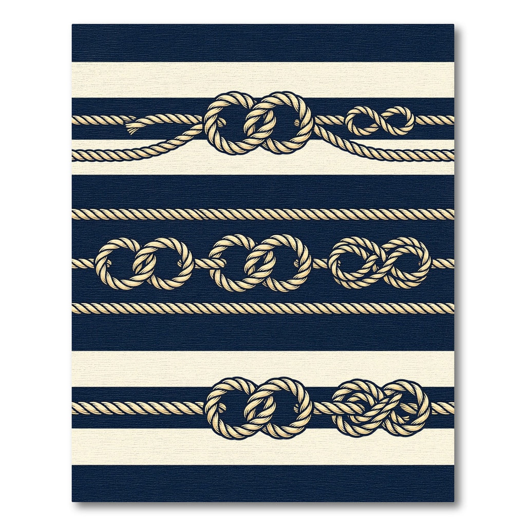 Navy and Cream Nautical Rope Stripe Rug