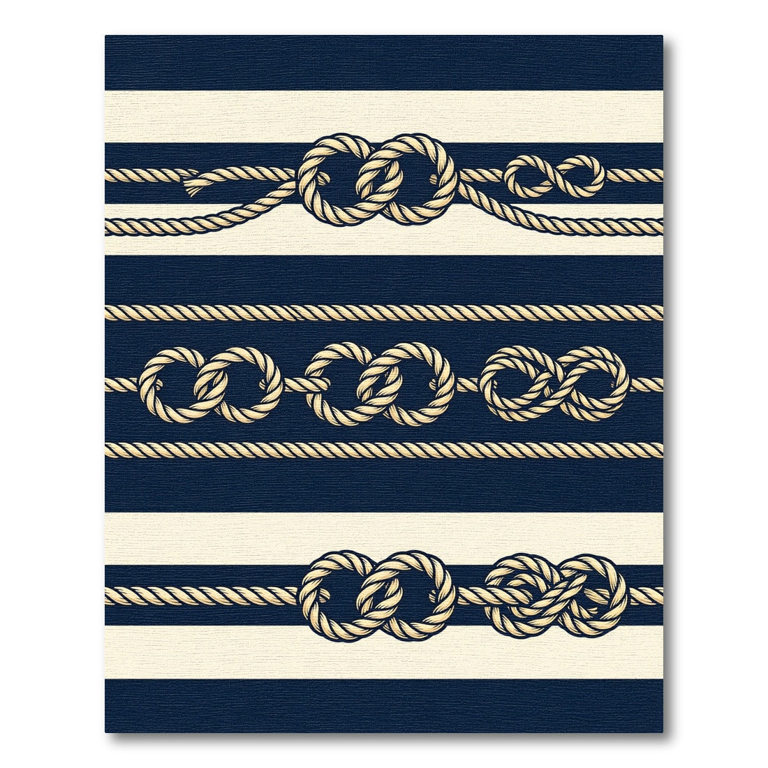 Navy and Cream Nautical Rope Stripe Rug