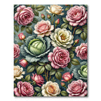 Blooming Cabbage and Rose Garden Bouquet Rug