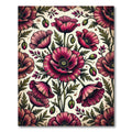 Vintage Crimson Poppy Botanical Art Rug