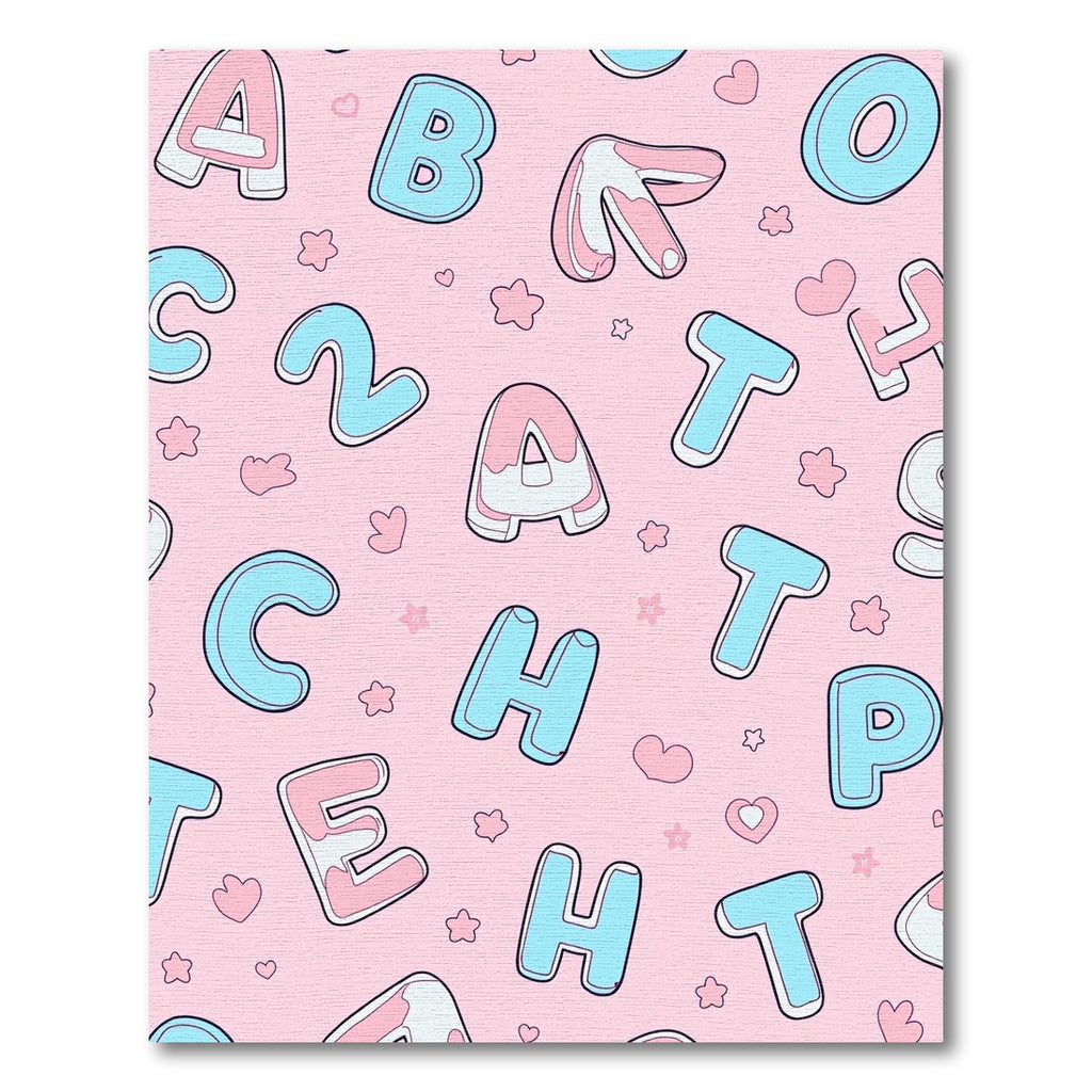 Pink blue pastel alphabet hearts pattern Rug