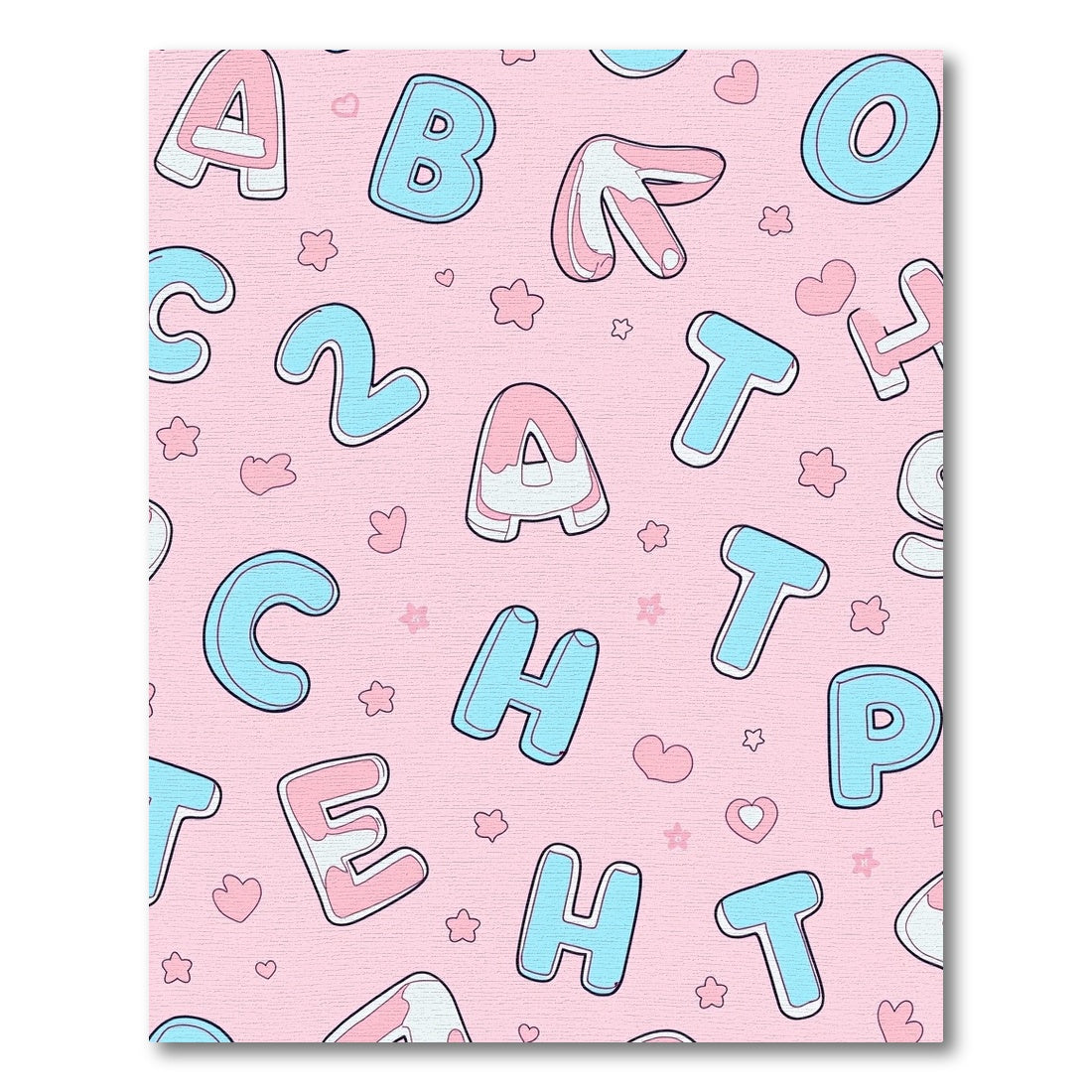 Pink blue pastel alphabet hearts pattern Rug
