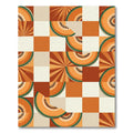 Orange Cantaloupe Slice Sunburst Square Rug
