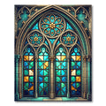 Gothic Teal Floral Archway Glass Rug