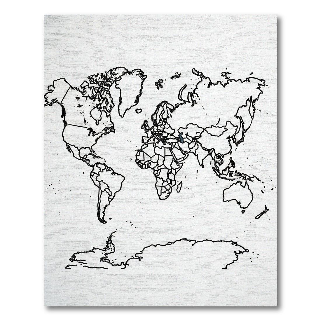 Minimalist Black Contour World Map Rug