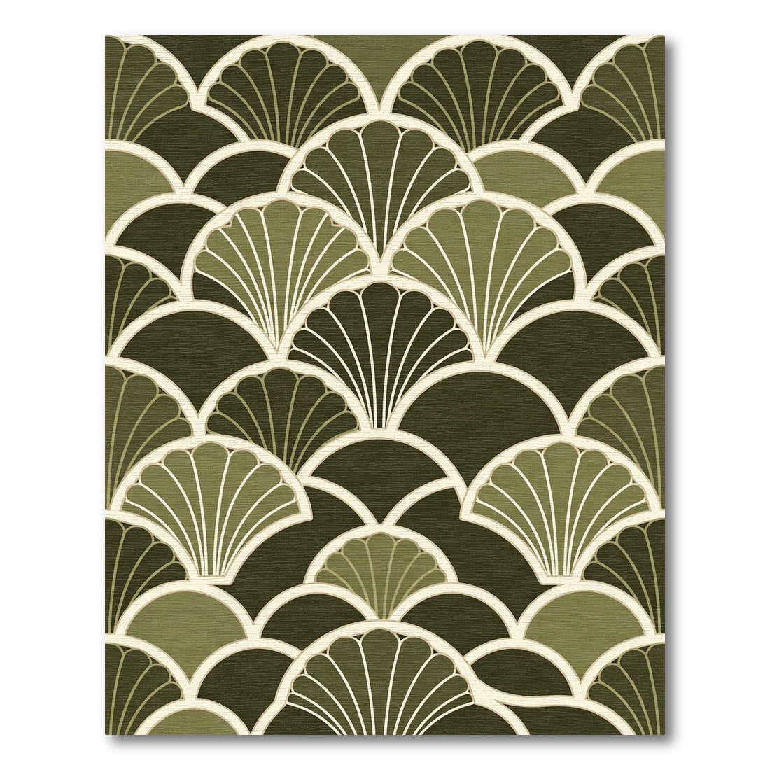 Art Deco Olive Fan Mosaic Rug