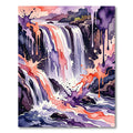 Abstract Watercolor Waterfall Violet Coral Rug