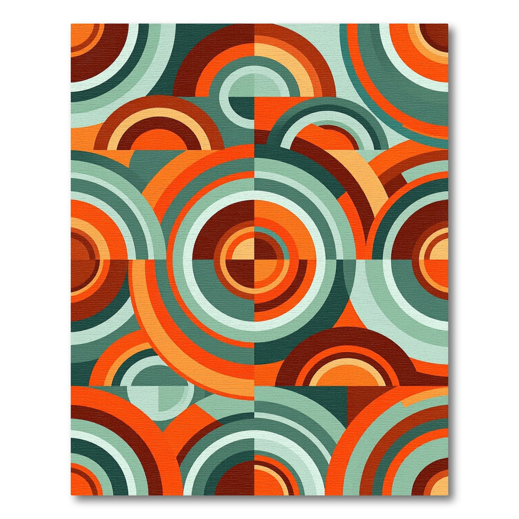 Retro Geometric Mid Century Circular Art Rug