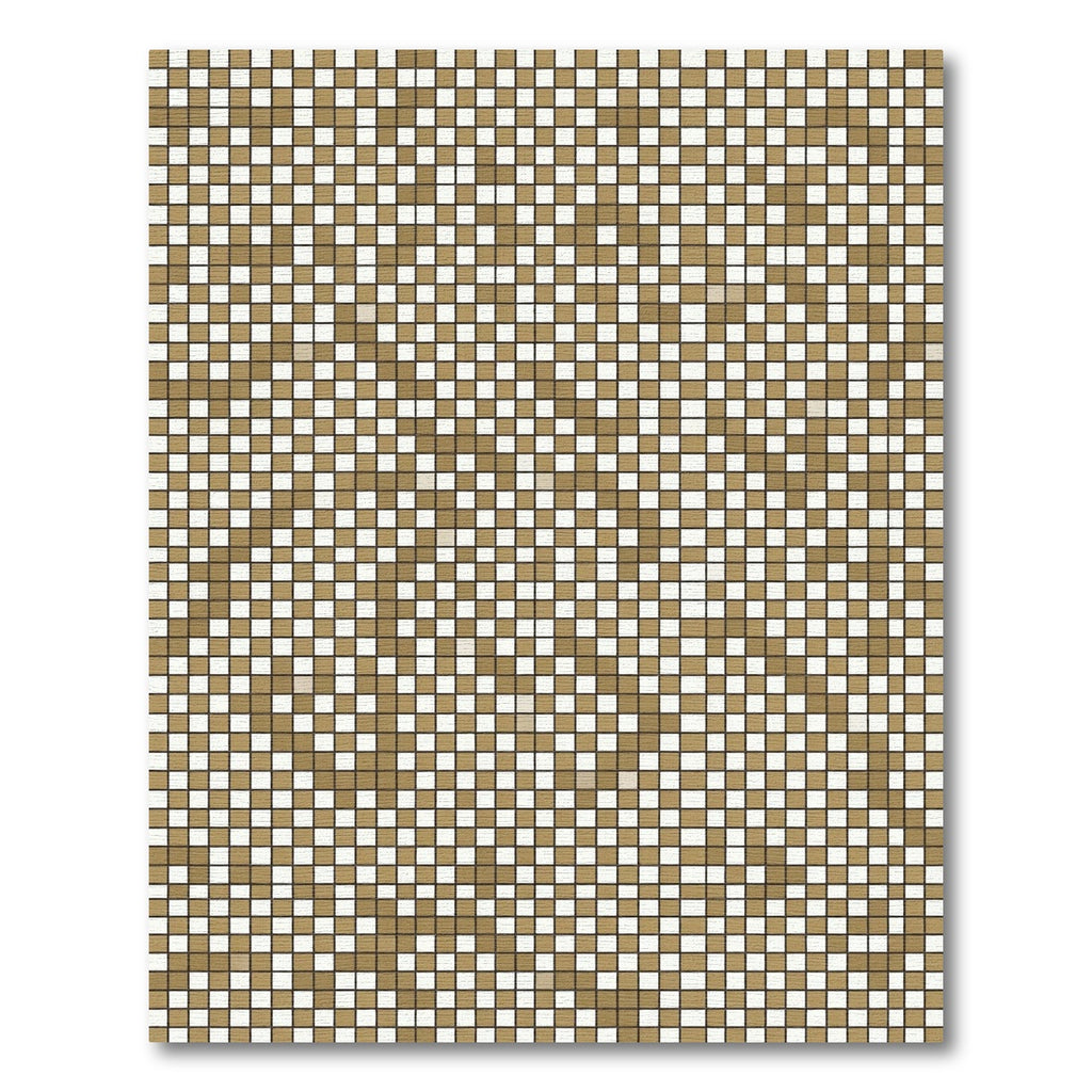 Earthy Gold White Checkerboard Mosaic Rug