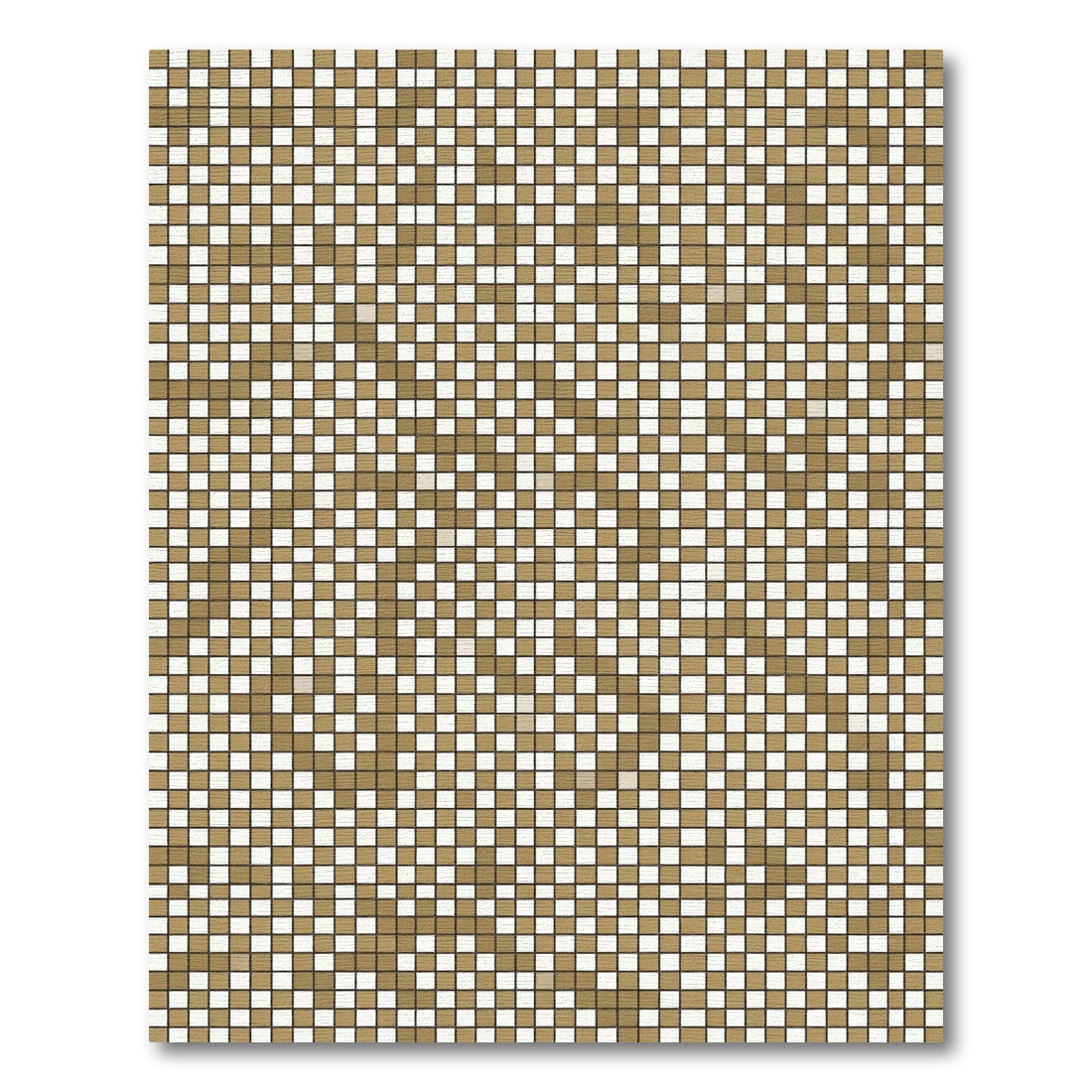 Earthy Gold White Checkerboard Mosaic Rug