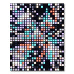 Glowing Neon Pixel Mosaic Abstract Grid Rug