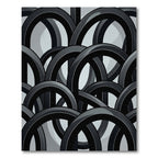 Black Interlocking Ring Abstract Rug