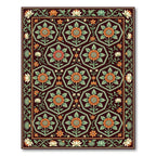 Elegant Crimson Hexagonal Floral Garden Rug