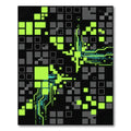 Neon Green Cyber Digital Geometric Grid Rug