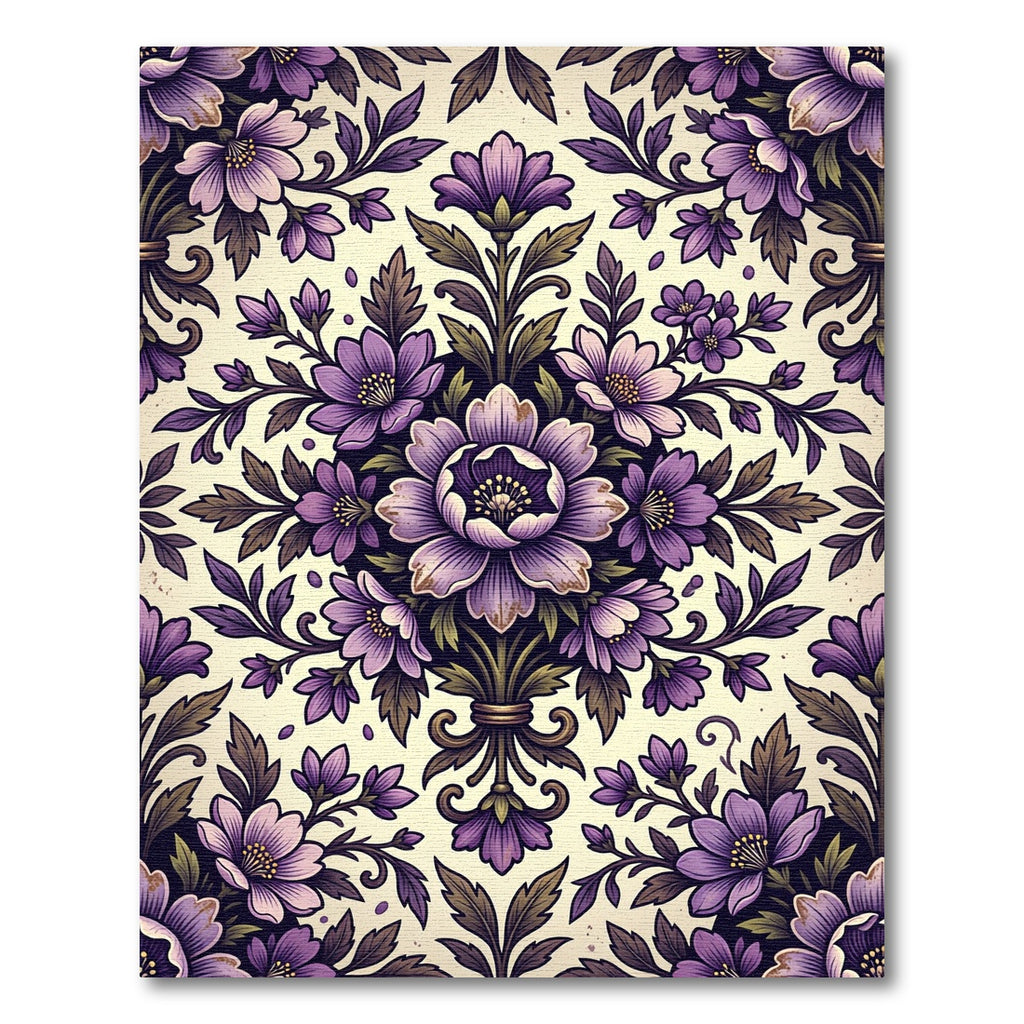 Elegant Violet Floral Symmetry Illustration Rug