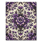 Elegant Violet Floral Symmetry Illustration Rug