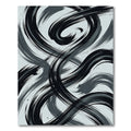 Modern Black and Gray Brushstroke Swirls Rug
