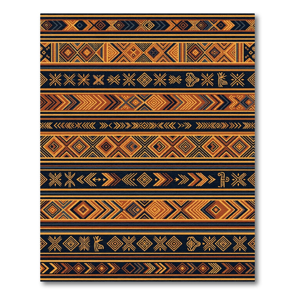 Earthy Amber Geometric Tribal Stripe Rug