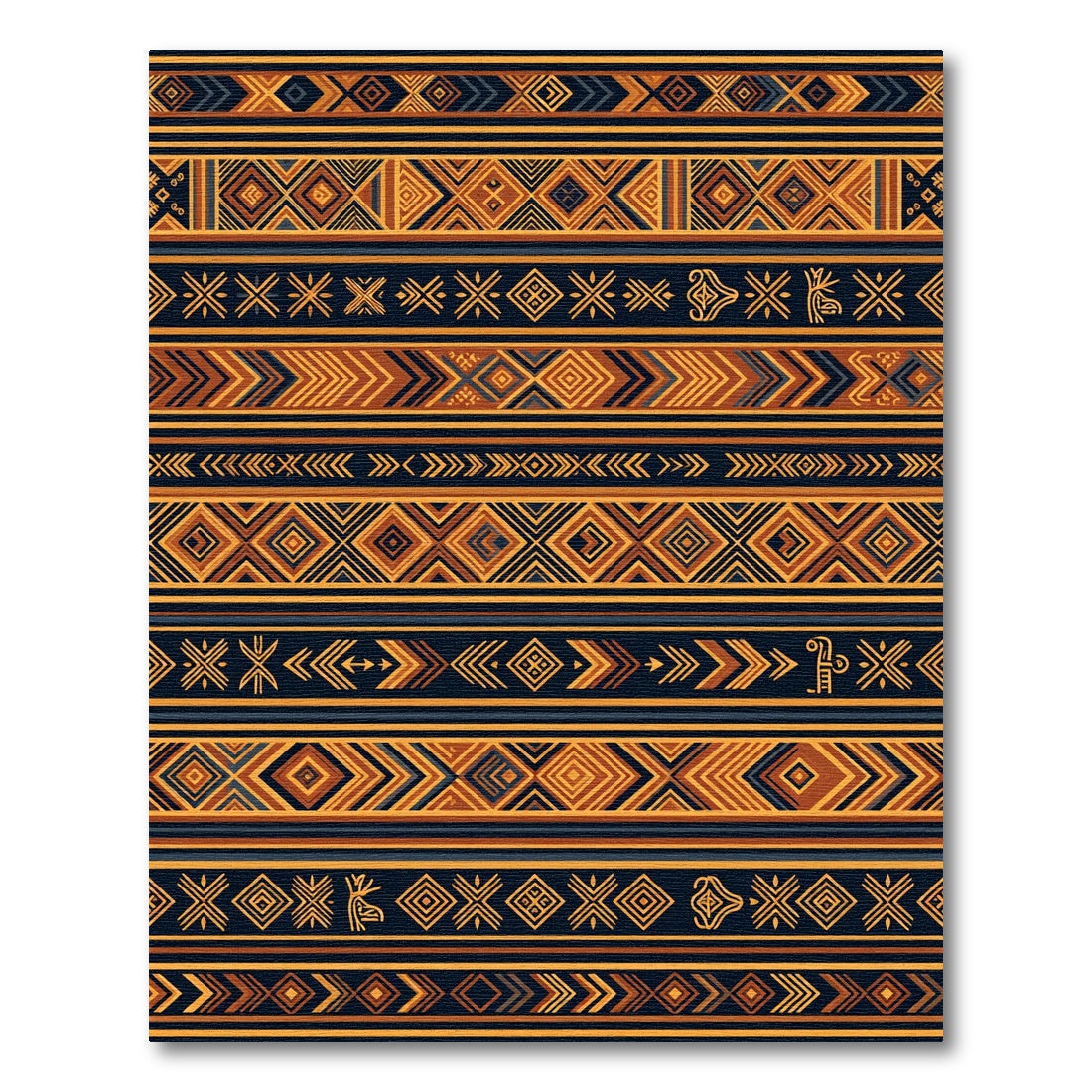 Earthy Amber Geometric Tribal Stripe Rug