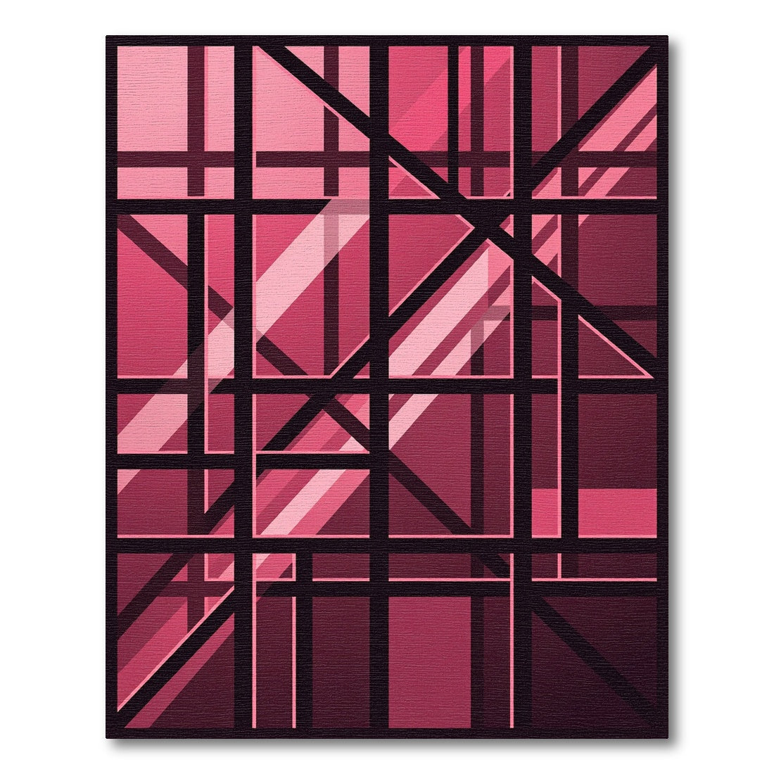 Modern Geometric Raspberry Linear Grid Rug