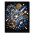 Radiant Gold and Blue Fireworks Burst Rug