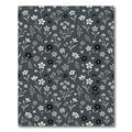 Dark Gray White Floral Sprigs Rug
