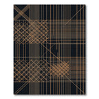 Geometric Gold Line Grid Abstract Rug
