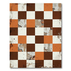 Terracotta White Abstract Checkerboard Rug