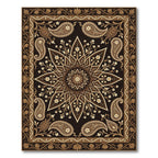Dark Brown Floral Paisley Turtle Medallion Rug
