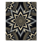 Black and Gold Ikat Sunburst Medallion Rug