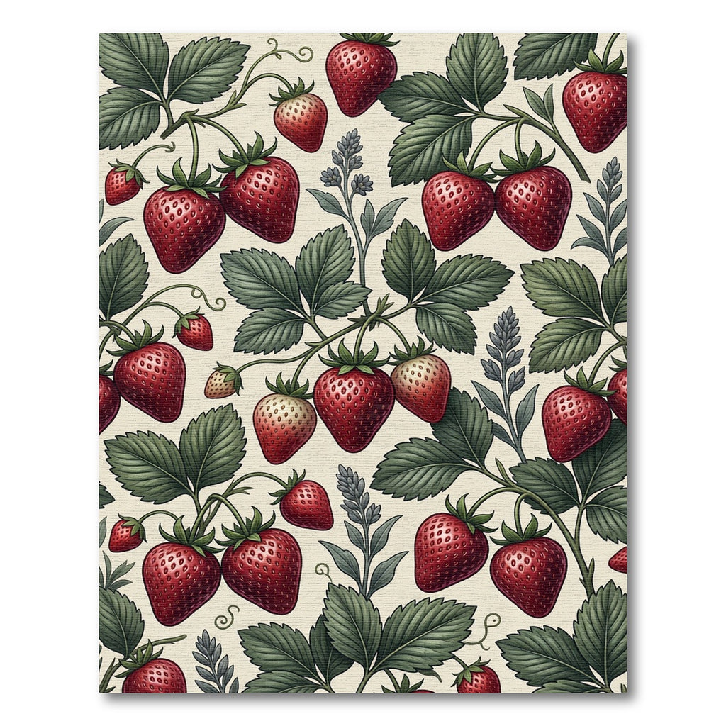 Botanical Strawberry Vine Crimson Berry Rug